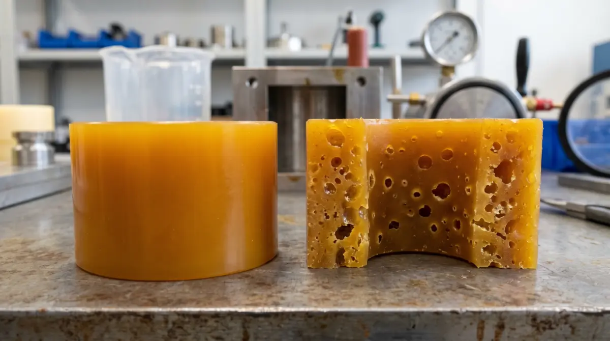 Porosidad y burbujas en poliuretano o hule - imagen tecnica de elastomeros
